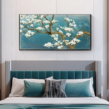 Large white flower neutral floral canvas wall art