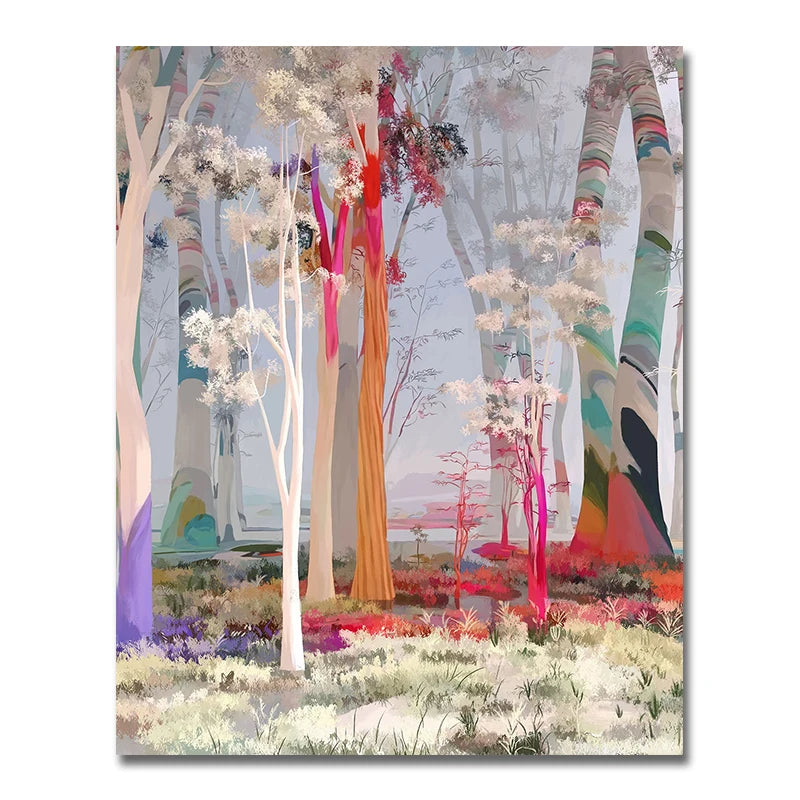 nordic colorful tree of life oil painting canvas