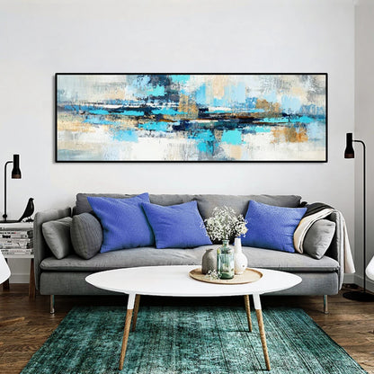 modern blue abstract oil style canvas wall art