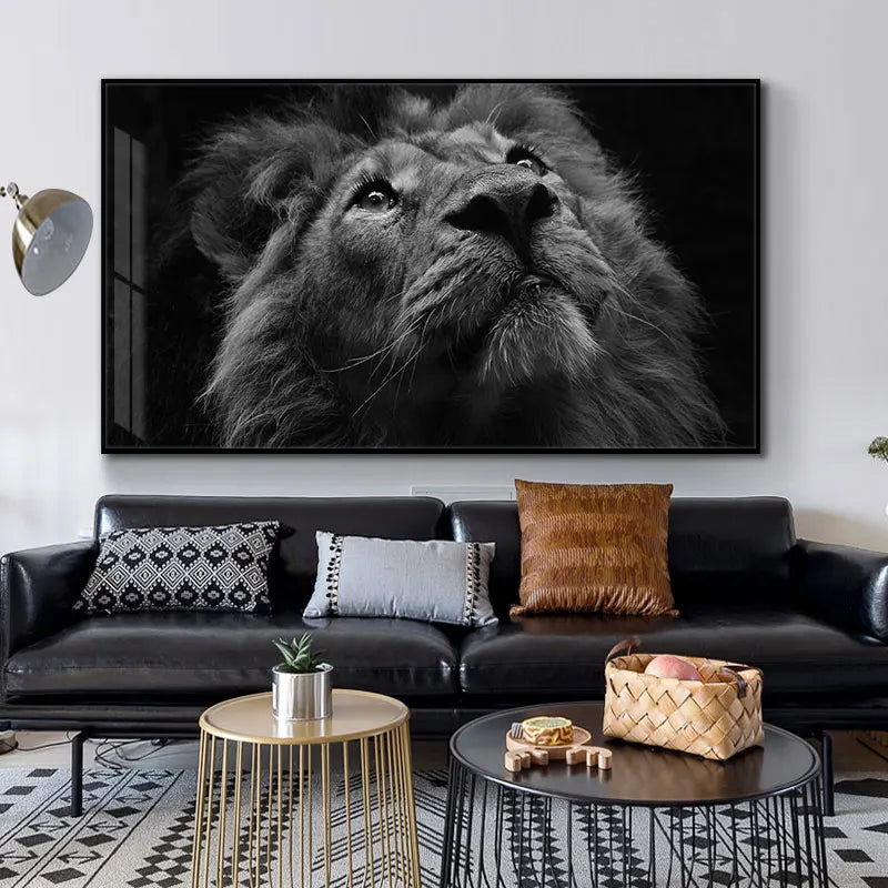 Black and White Lions Canvas Print