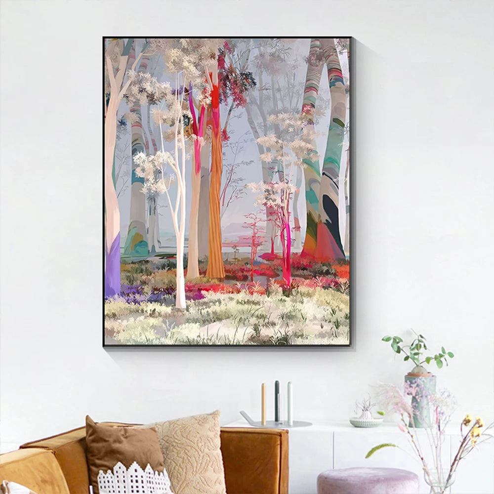 nordic colorful tree of life oil painting canvas