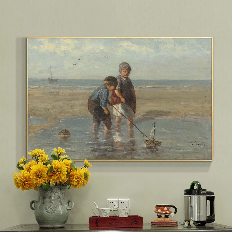 Canvas reproduction of Jozef Israëls’ “The Toy Sailboat” painting
