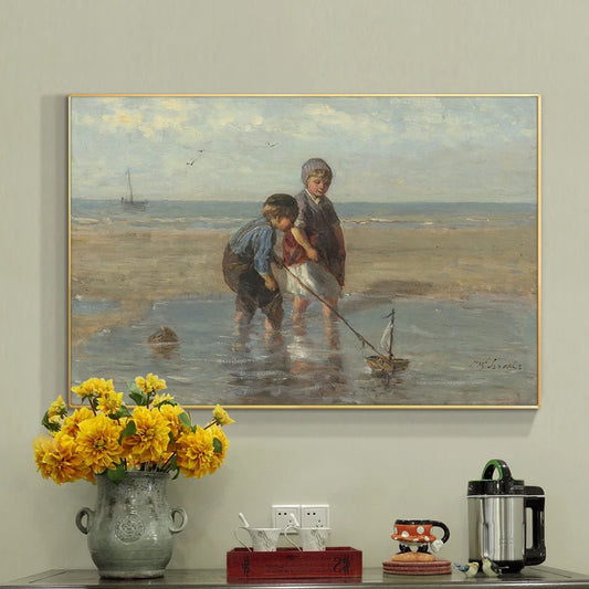Canvas reproduction of Jozef Israëls’ “The Toy Sailboat” painting