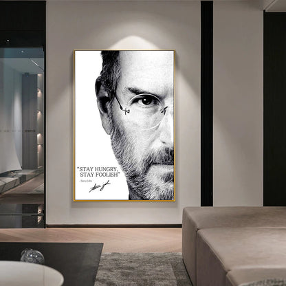 classic portrait canvas of Steve Jobs in modern minimalist style