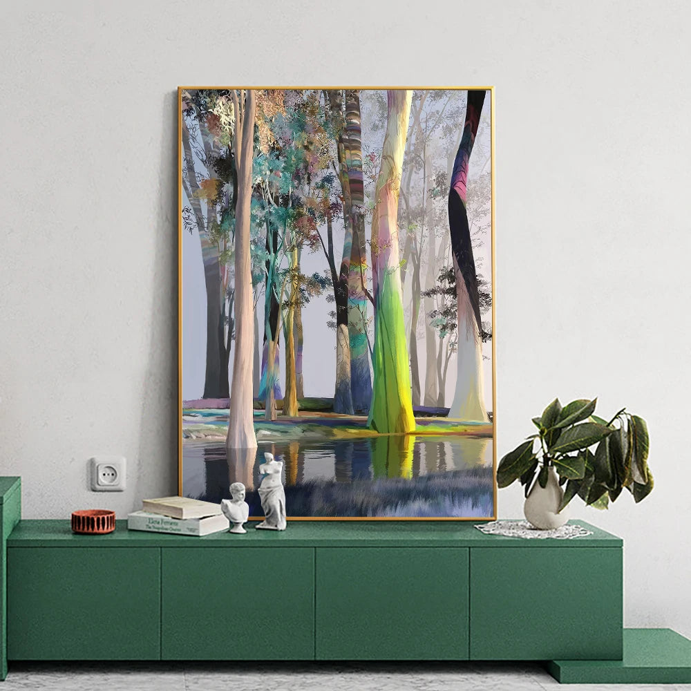 nordic colorful tree of life oil painting canvas