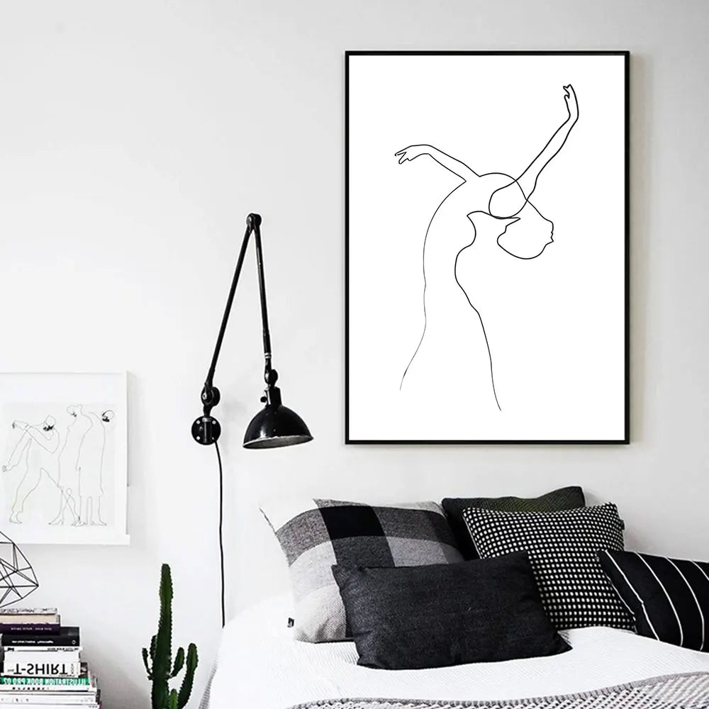 minimal abstract figure line art canvas print