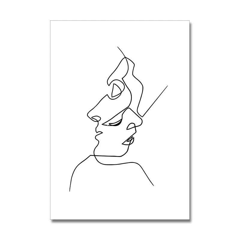 minimal abstract figure line art canvas print