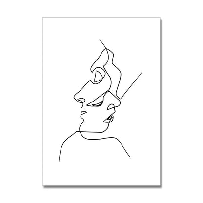 minimal abstract figure line art canvas print