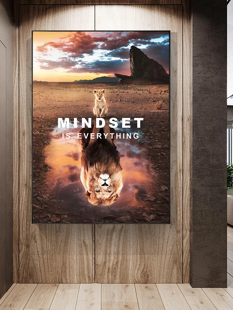 Inspirational lion with quote canvas wall art