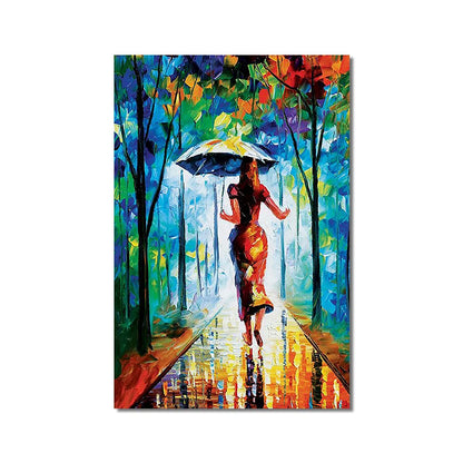 Abstract Rainy Forest Street Canvas