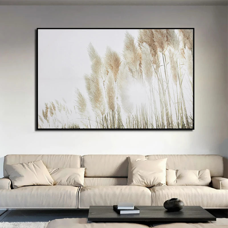 Beige Reed Plants Canvas