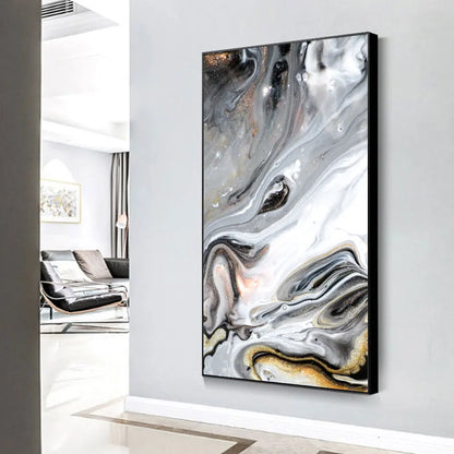 large abstract black ink oil modern canvas wall art