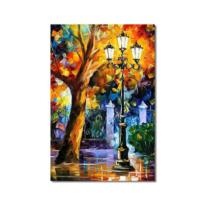 Abstract Rainy Forest Street Canvas