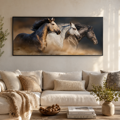 Running Wild Horses Panoramic Canvas Print