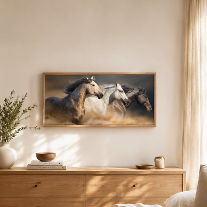 Running Wild Horses Panoramic Canvas Print