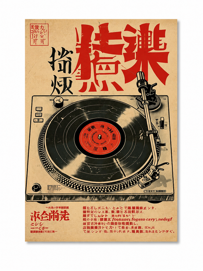 Retro Japanese Music Letter Print Canvas