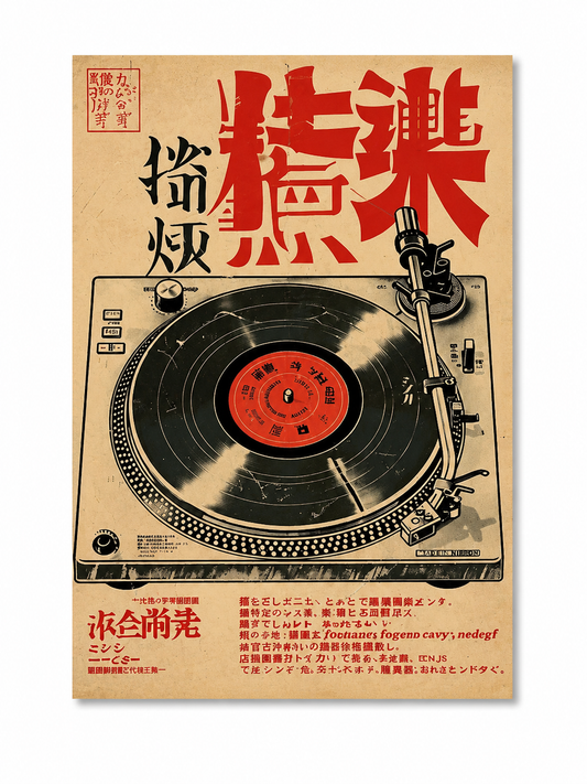 Retro Japanese Music Letter Print Canvas