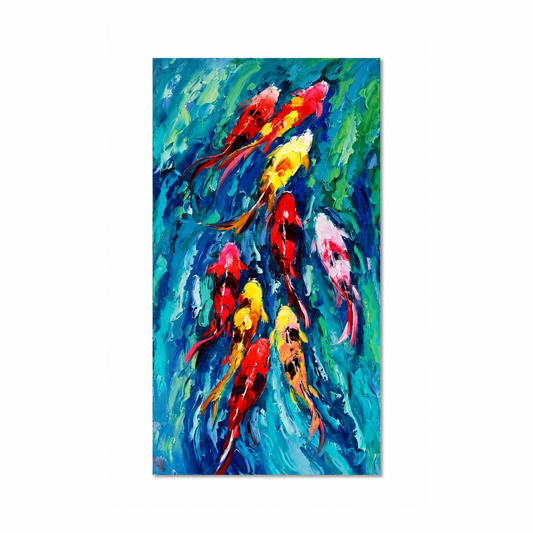 Abstract Swimming Fish Canvas Print