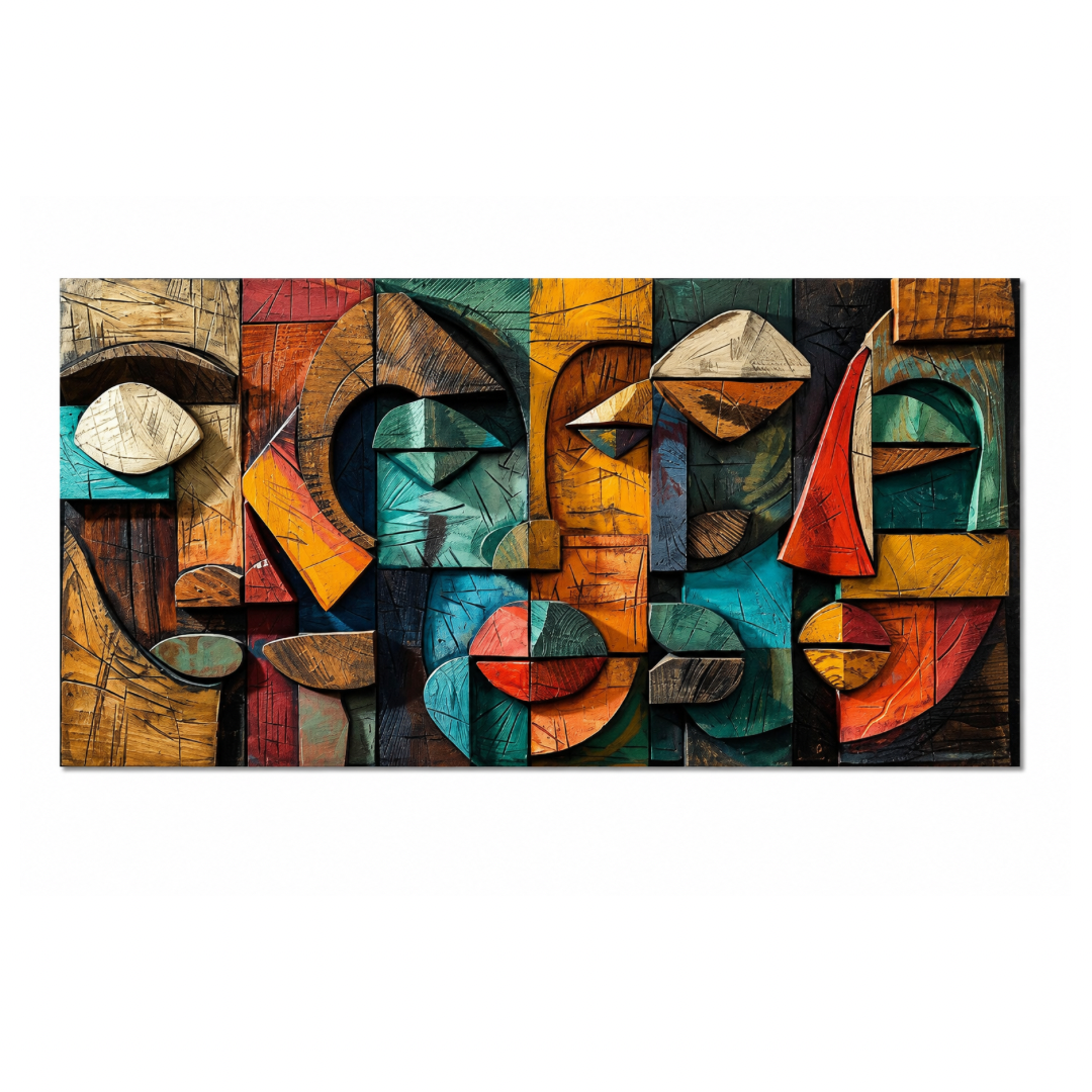 Textured Geometric Faces Abstract Canvas Print