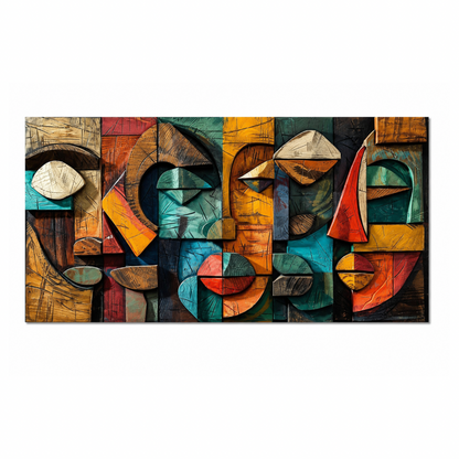 Textured Geometric Faces Abstract Canvas Print