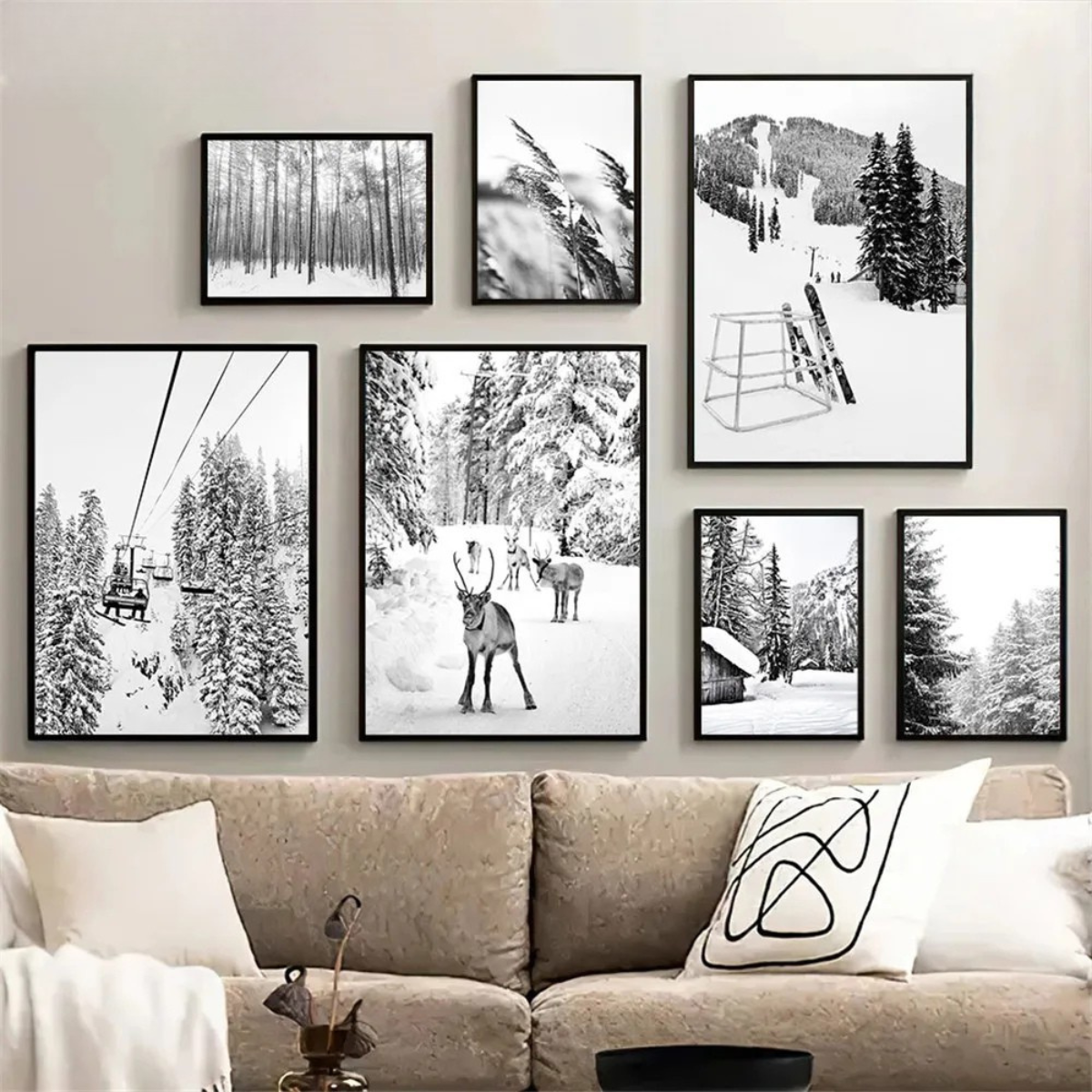 Winter Ski Scene Canvas