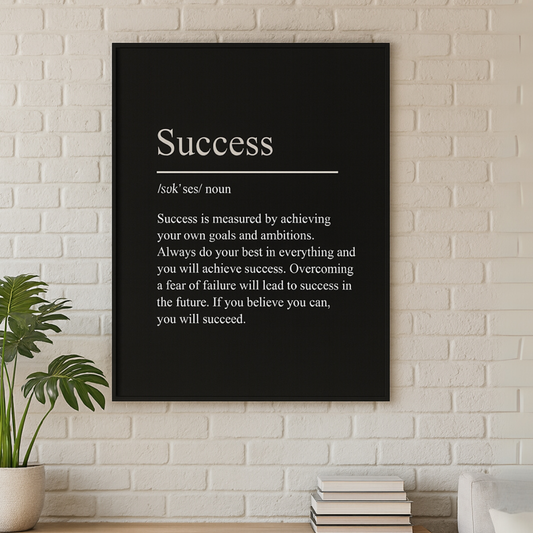 Black Minimalist Inspirational ''Success" Quote Print