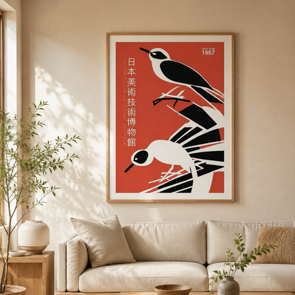 Japanese Twin Birds Exhibition Canvas Print
