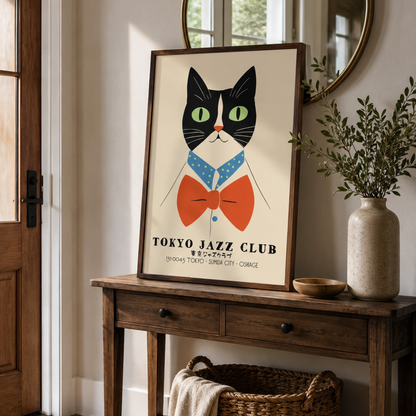 Tokyo Jazz Club Cat Canvas Print