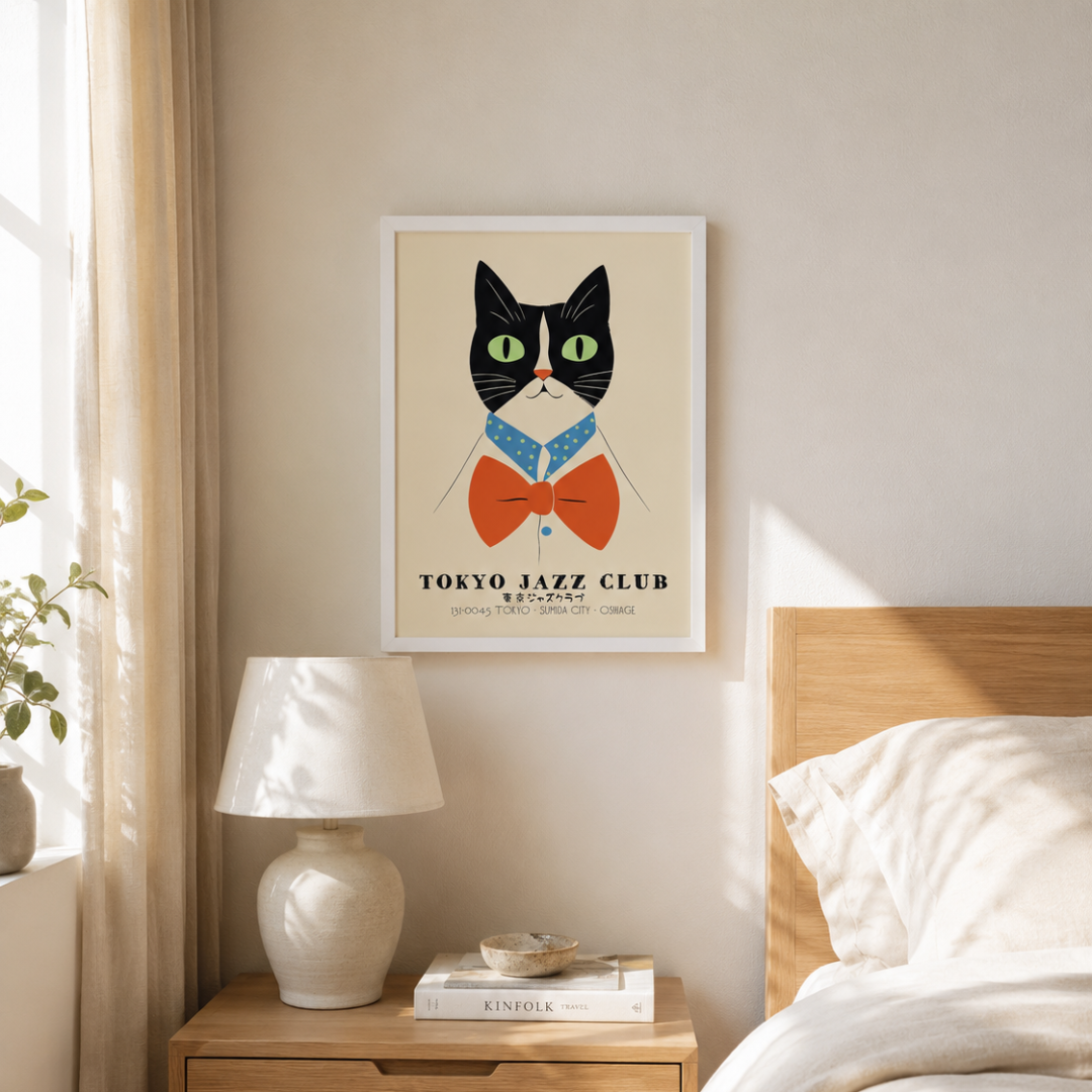Tokyo Jazz Club Cat Canvas Print