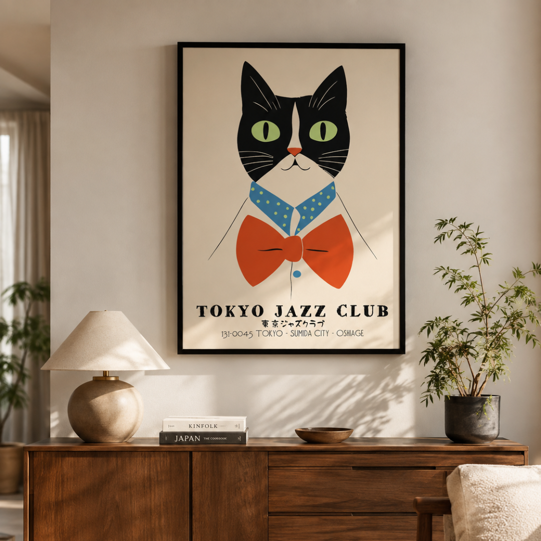 Tokyo Jazz Club Cat Canvas Print