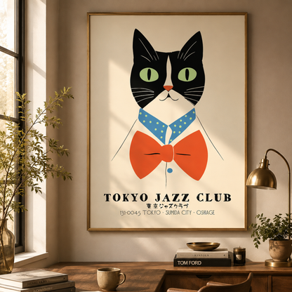 Tokyo Jazz Club Cat Canvas Print