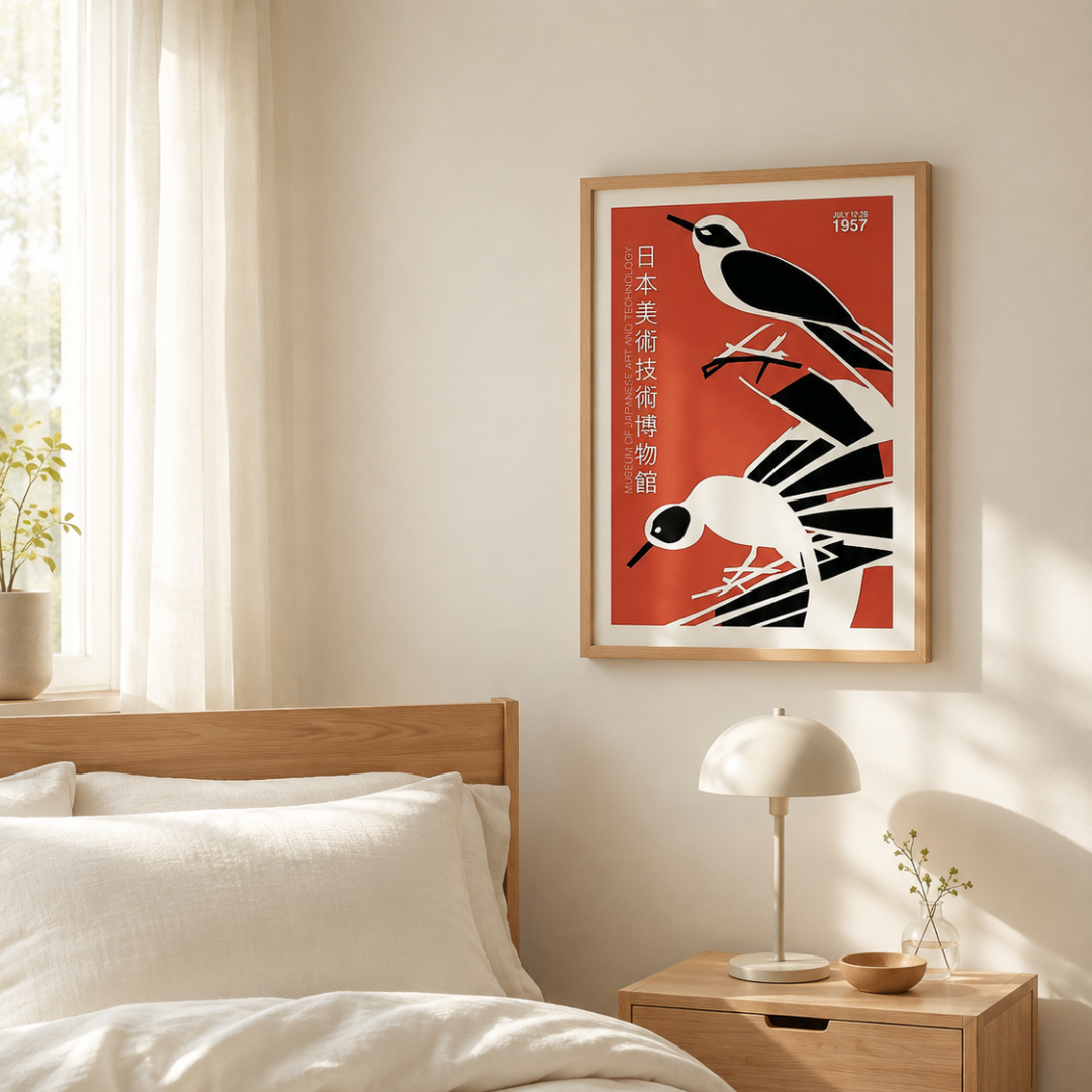 Japanese Twin Birds Exhibition Canvas Print