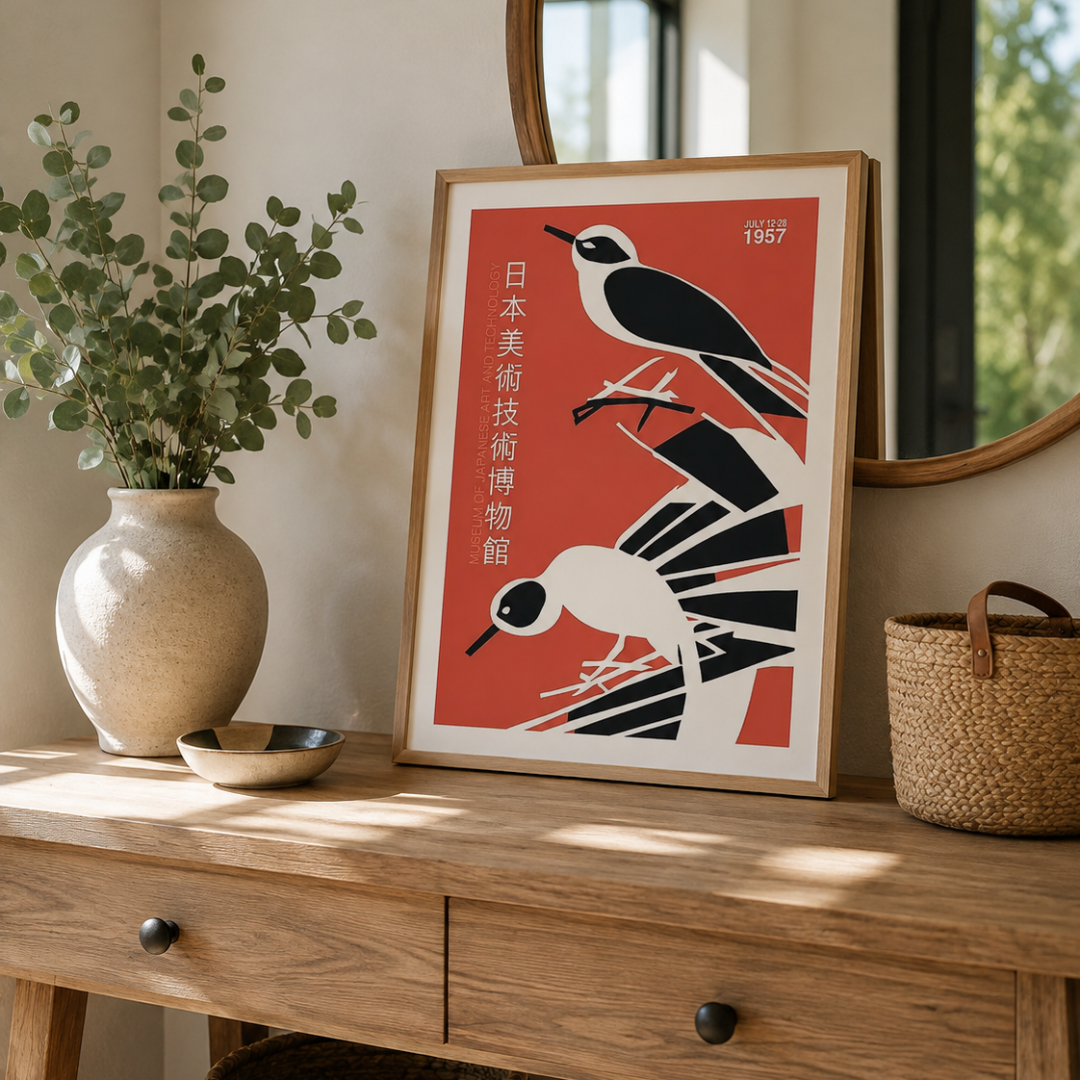 Japanese Twin Birds Exhibition Canvas Print