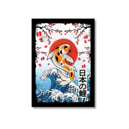 Japanese Koi Wave & Cherry Blossom Canvas Print