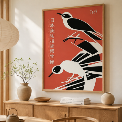 Japanese Twin Birds Exhibition Canvas Print