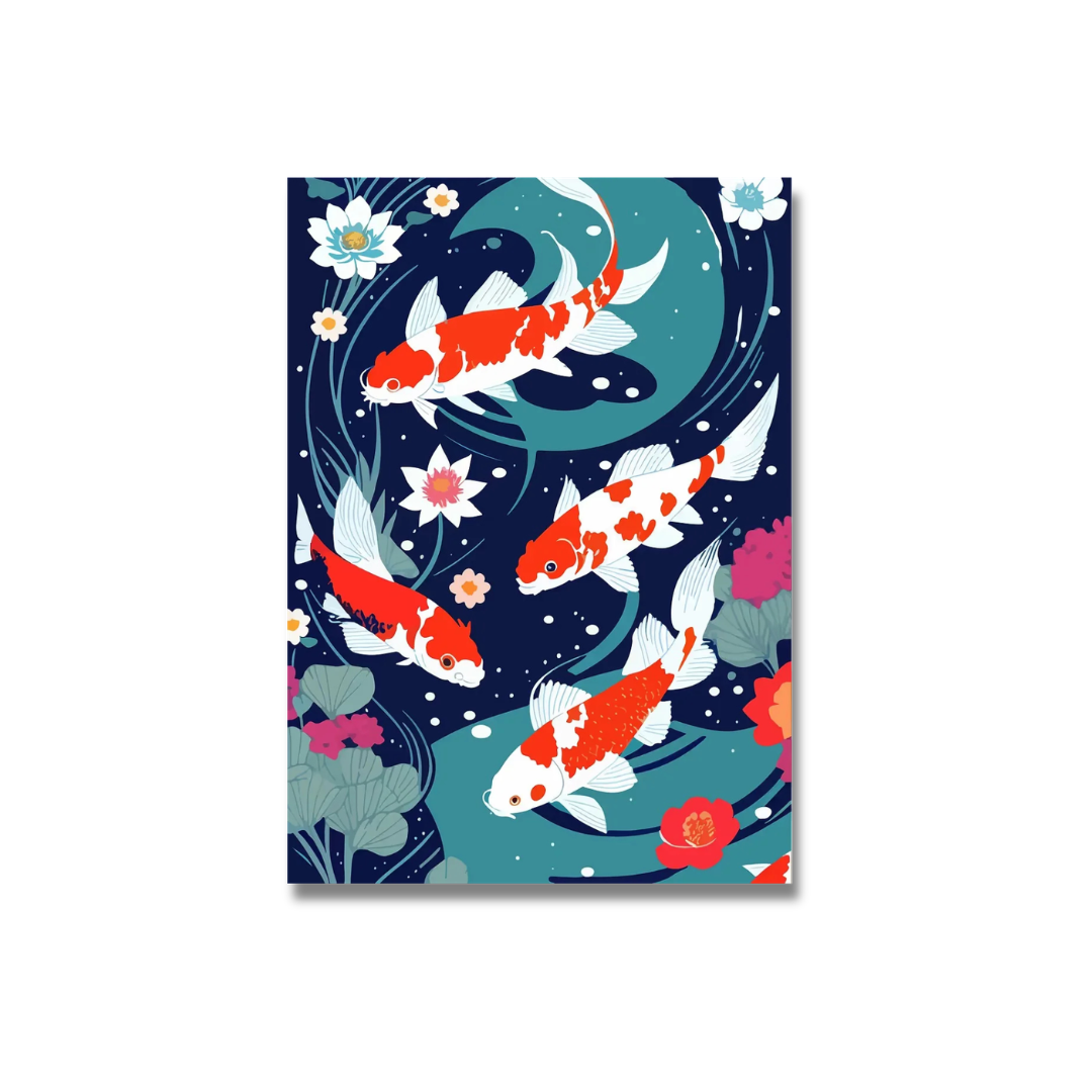 Japanese Koi Fish Lotus Pond Canvas Print