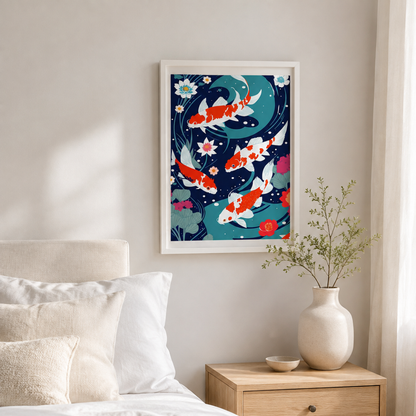Japanese Koi Fish Lotus Pond Canvas Print