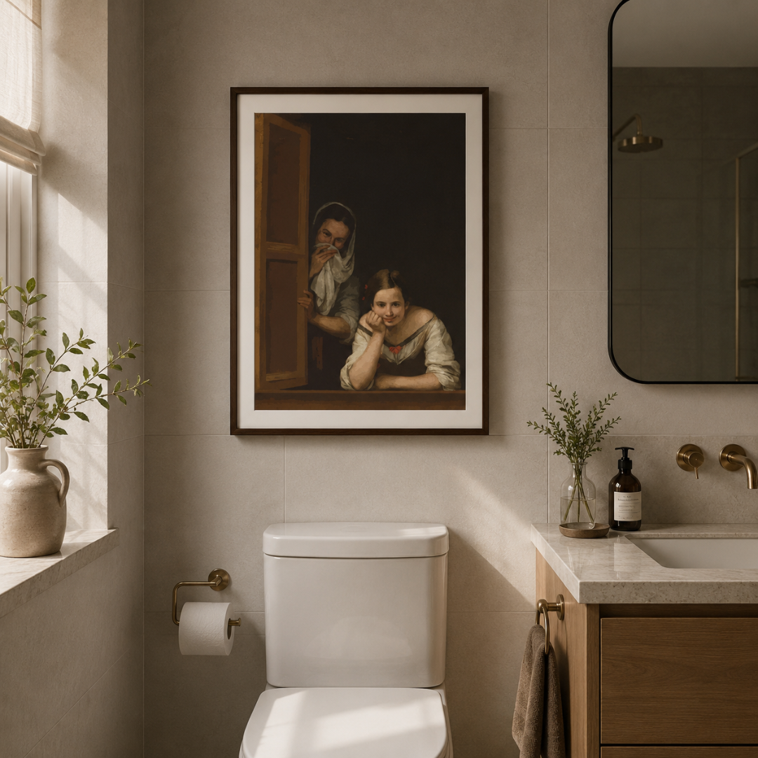 Funny Bathroom Mona Lisa Canvas Print