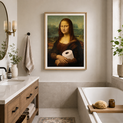 Funny Bathroom Mona Lisa Canvas Print