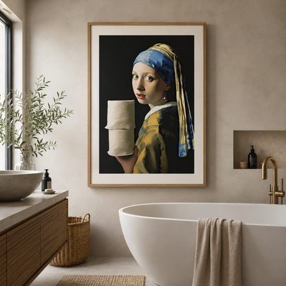 Funny Bathroom Mona Lisa Canvas Print