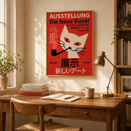 Tokyo Berlin Smoking Cat Exhibition Canvas Print