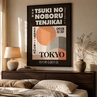 Tokyo Moonrise Geometric Exhibition Canvas Print