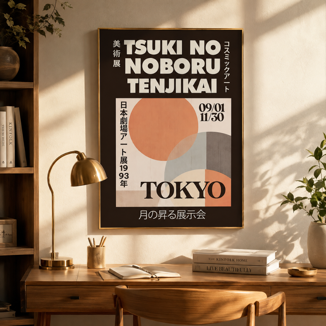 Tokyo Moonrise Geometric Exhibition Canvas Print
