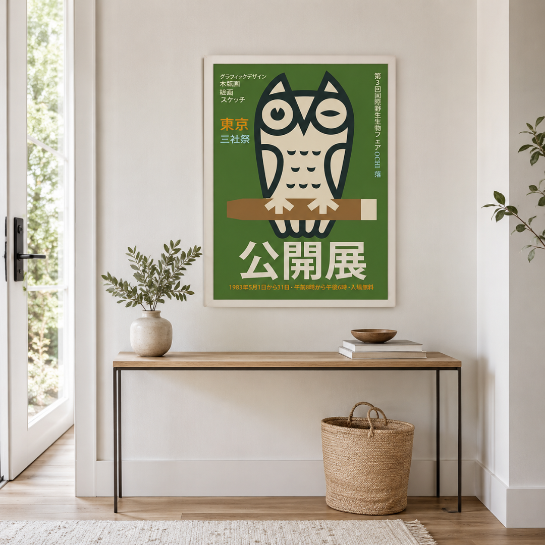 Japanese Tokyo Owl Exhibition Canvas Print