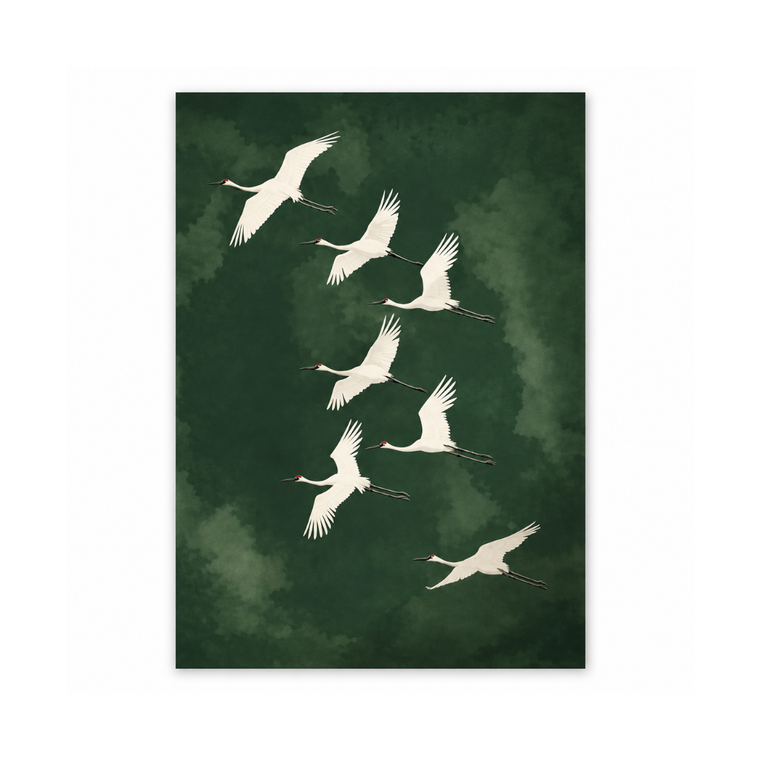 Jade Passage Crane Canvas Print