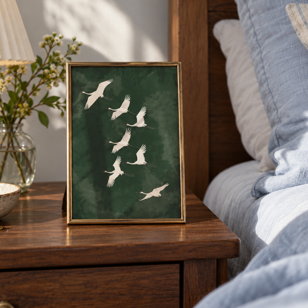 Jade Passage Crane Canvas Print
