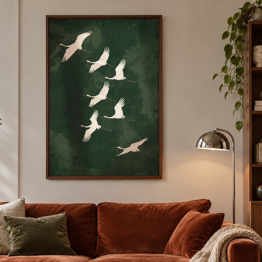 Jade Passage Crane Canvas Print