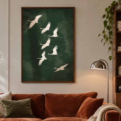 Jade Passage Crane Canvas Print
