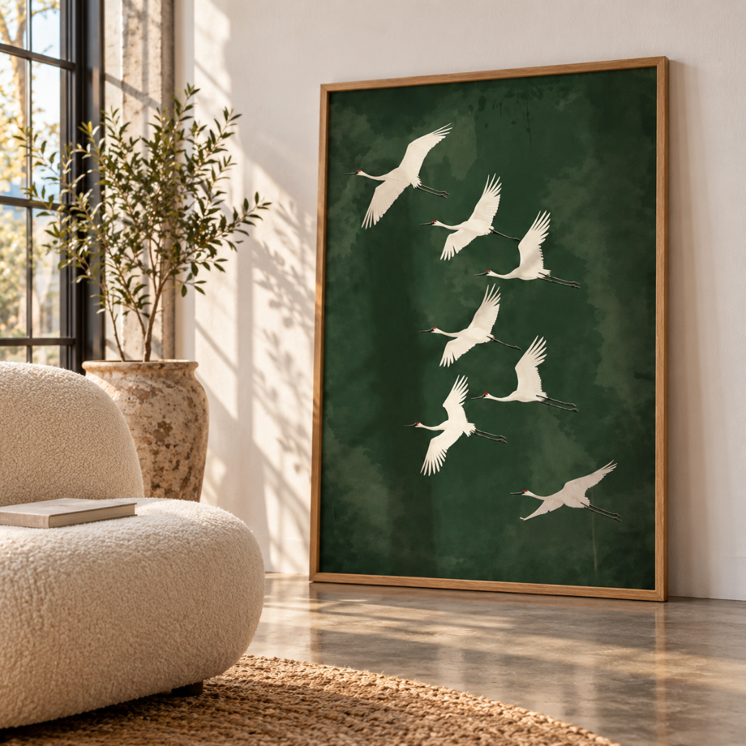 Jade Passage Crane Canvas Print