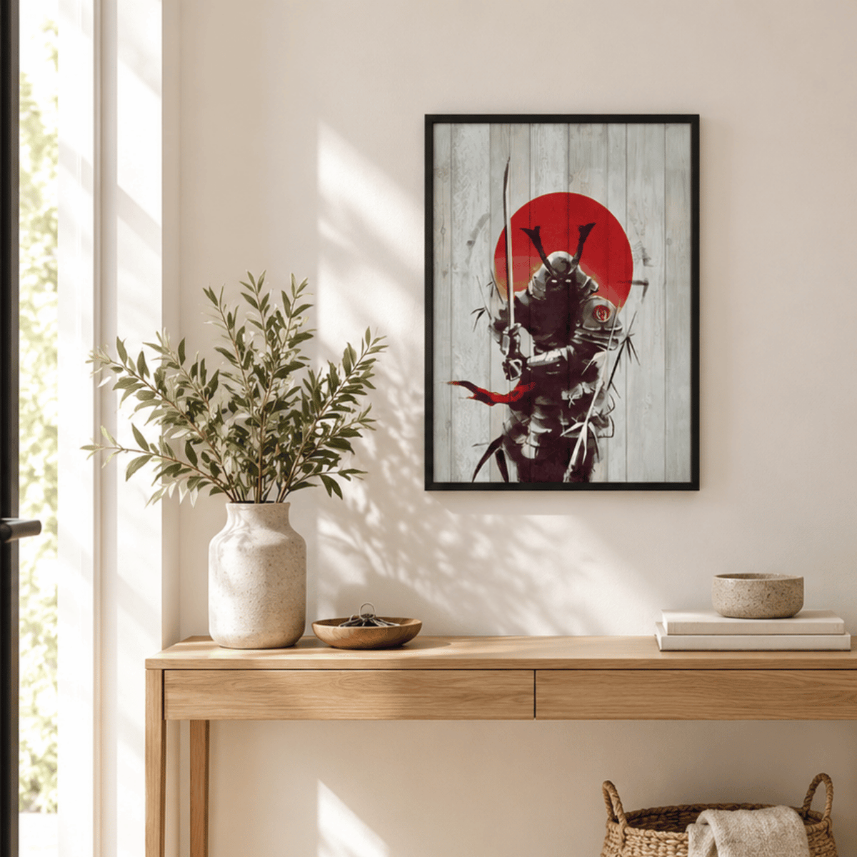 Crimson Sun Samurai Canvas Print